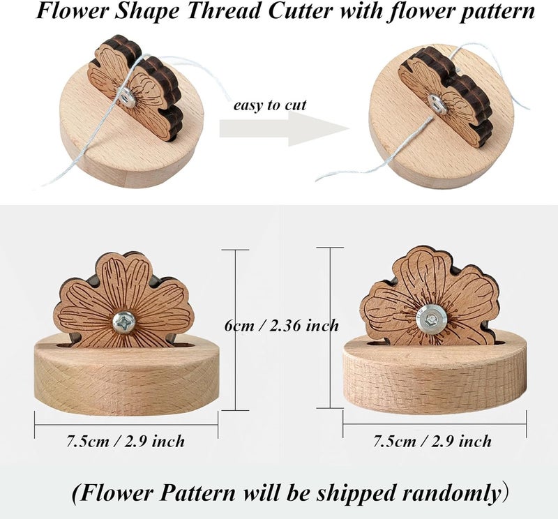 Yushen Thread Cutter Blade Tool for Sewing with Flower Shape Solid Wooden Sewing Tools (1 Piece) - Image 4